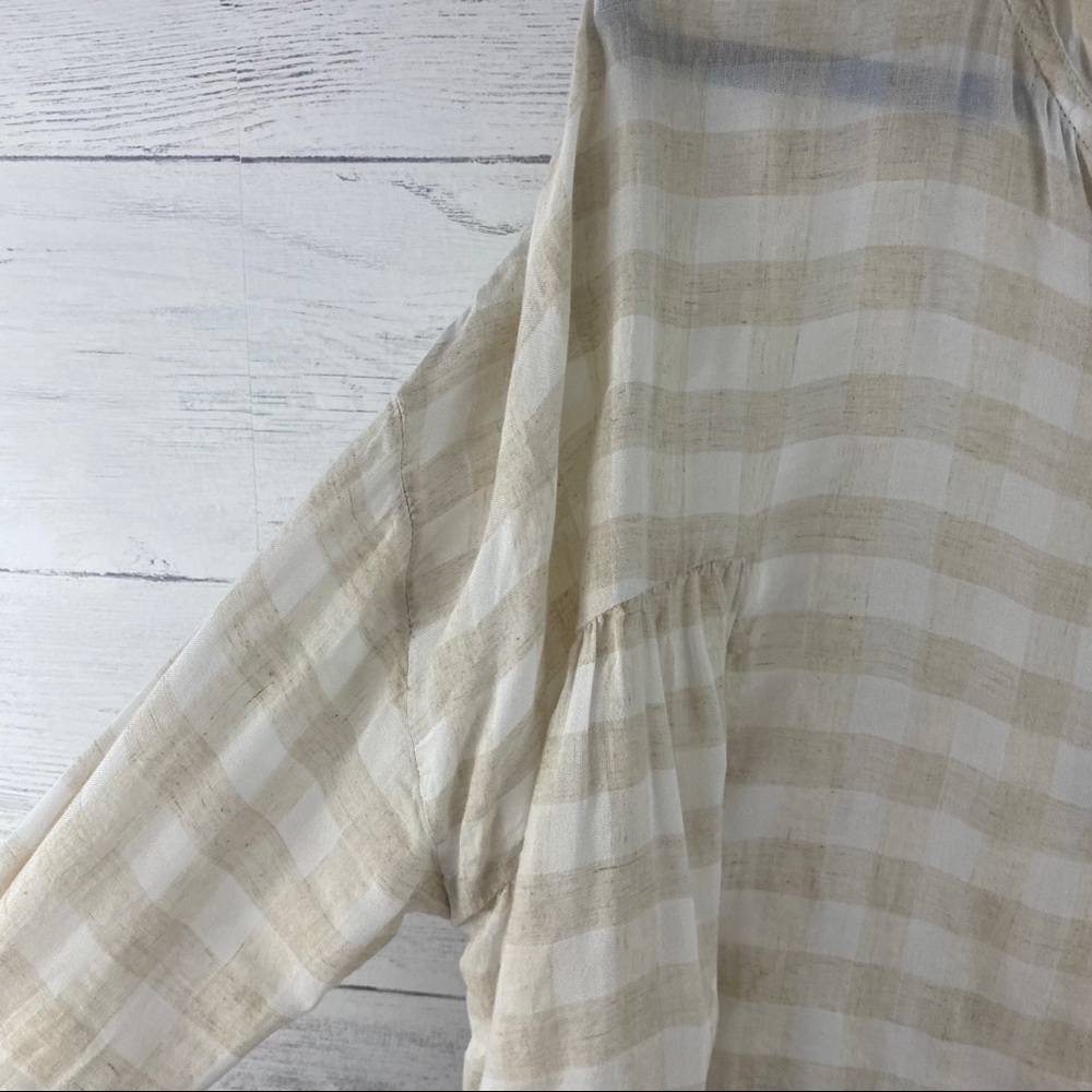 Free People Tan and White Striped Raw Hem Blouse - Picture 8 of 9